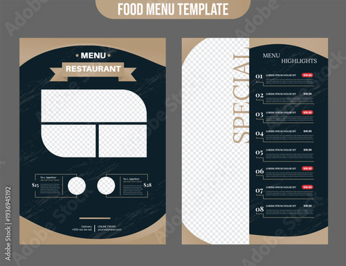 Set of luxury delicious food sale brochure menu for promotional restaurant and cafe poster marketing with editable photo background template design