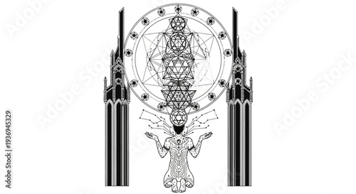 Esoteric Symbol, Sacred Geometry, Occult Diagram, Mystical Art