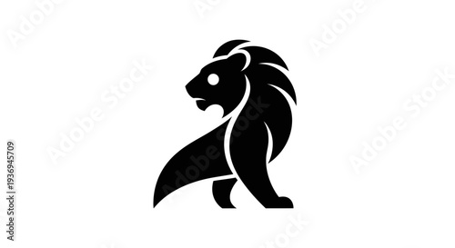 Stylized black lion icon on white background