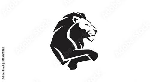 Stylized black lion silhouette on white