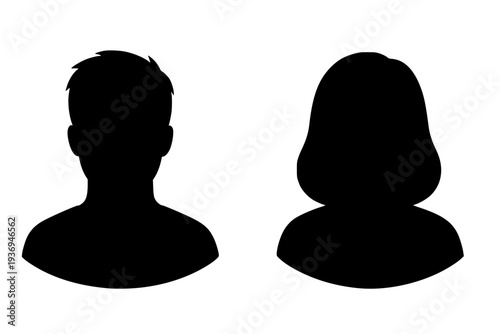 Silhouette couple facing each other minimalist black profile relationship concept art