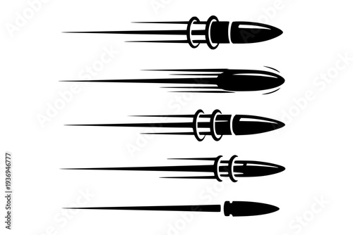 Black bullet darts flying fast motion isolated vector illustration set speed target precision