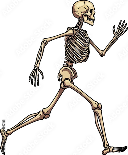 Animated human skeleton sprinting in a dynamic running pose