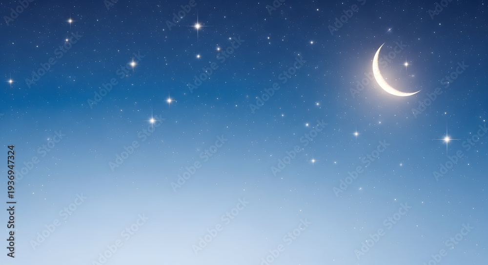 Fototapeta premium Moonlit Night Sky with Stars