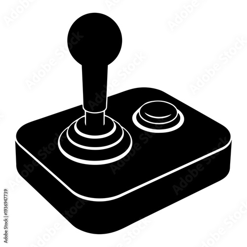 Retro Arcade Joystick Game Controller Black Silhouette Icon

