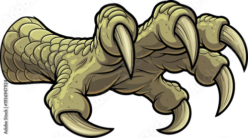 Monstrous dragon claw reaching forward with sharp talons