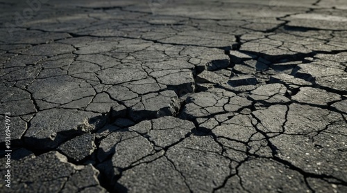 Extensive network of deep cracks spreading across dry, hardened earth surface.
