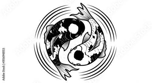 Yin Yang Koi Fish Symbol, Balance and Harmony