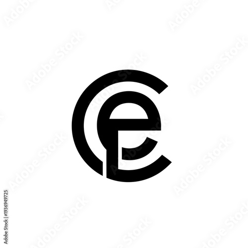 Abstract circular logo design with intertwined letter shapes on white