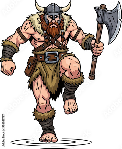 Berserker warrior charging forward with large battle axe
