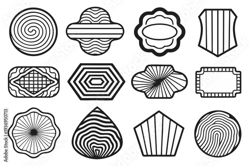 blank retro label signs, black and white, bold graphic borders, halftone texture, 1950s diner aesthetic, vintage americana style