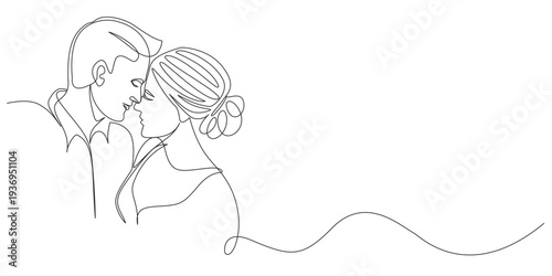 Romantic couple of lovers line art vector illustration
