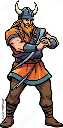 Viking chieftain standing with arms crossed in a confident pose