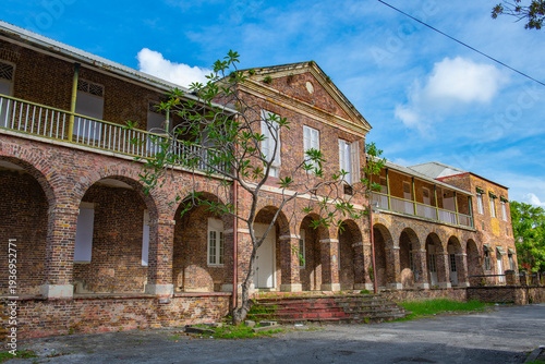 Historic residence house at Garrison historic village in city of Bridgetown, Saint Michael, Barbados. Historic Bridgetown and its Garrison is a UNESCO World Heritage Site since 2011. 