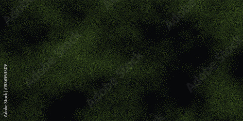 Creative green dotted halftone texture with irregular density on dark background. Abstract particle pattern.vector creative background