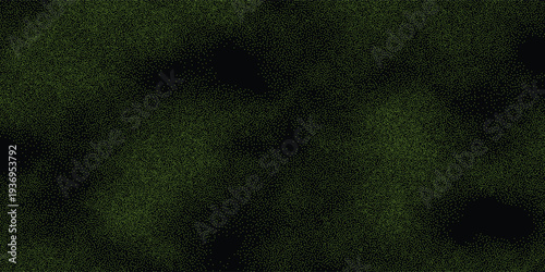 Elegant green dotted halftone texture with irregular density on dark background. Abstract particle pattern.background design