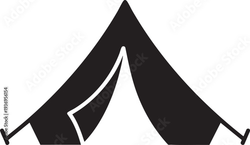 Tent silhouette on transparent background, camping shelter, outdoor activity equipment