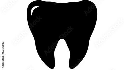 Human Tooth Black Silhouette PNG, Dental Icon, Transparent BG