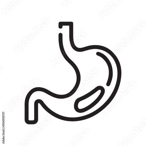 Human Stomach Anatomy Line Icon Vector for Digestive Health and Gastritis Medical Support