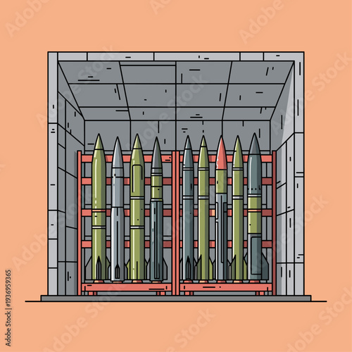 Missiles stored in a silo underground.