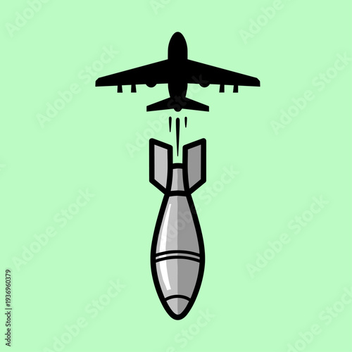 Airplane Dropping Bomb Vector Illustration.