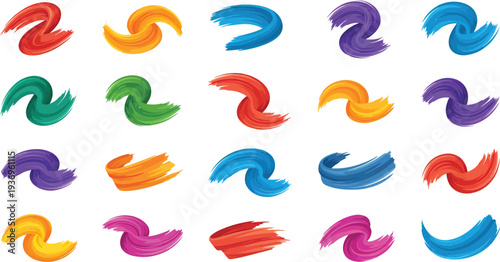 Vibrant hand-drawn swirls in multiple colors Vector