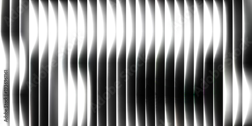 Abstract vertical wavy gradient stripes in grayscale with soft light and shadow transitions and subtle curves