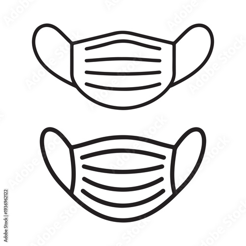 Set of Medical Face Mask Line Icons Vector for Healthcare Safety and Viral Protection