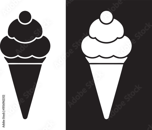 Cone Ice cream vector icon, Ice cream logo, ice-cream sign, soft ice cream cone vector illustration
