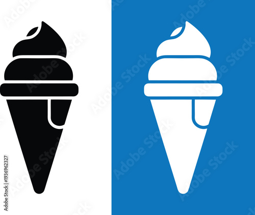 Cone Ice cream vector icon, Ice cream logo, ice-cream sign, soft ice cream cone vector illustration