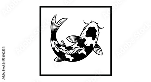 Black and White Koi Fish Illustration
