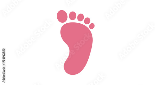 Pink baby footprint icon isolated on white background