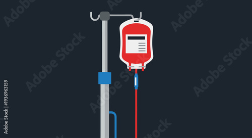 Medical IV drip with blood bag and stand