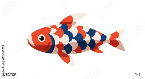 Colorful Koi Fish Illustration - Japanese Carp Vector Art