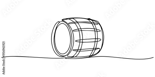 doodle wooden oak beer barrel continuous one line drawing, continuous single drawn line art doodle wooden oak beer barrel, barrel drink vintage object one line art design vector, Continuous line draw