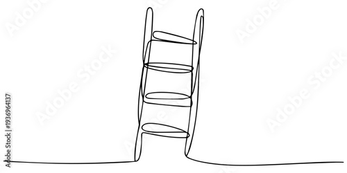 One continuous line drawing of a folding ladder. simple linear style Doodle vector illustration Editable stroke, one line art Fire Ladder vector illustration. line art, one continuous line, simple
