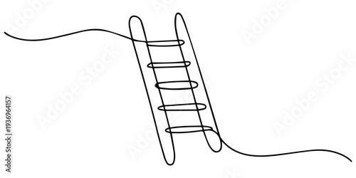 One continuous line drawing of a folding ladder. simple linear style Doodle vector illustration Editable stroke, one line art Fire Ladder vector illustration. line art, one continuous line, simple