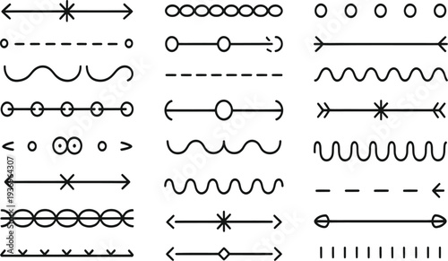 Collection of various black arrows and pointers on for design and decoration purposes