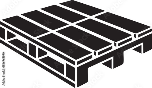 Wooden pallet isometric silhouette, cargo platform, logistics support, shipping equipment, warehouse item, industrial base, freight holder