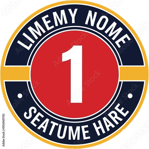 A circular logo with a red center and black and yellow accents on a white background