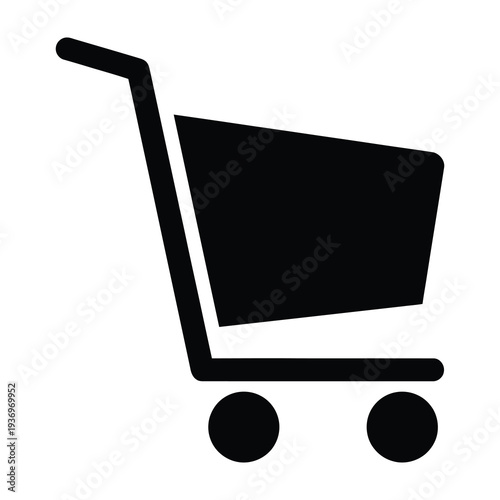 Shopping cart icon isolated on white background minimalist black and white symbol for online retail and e commerce shopping concepts