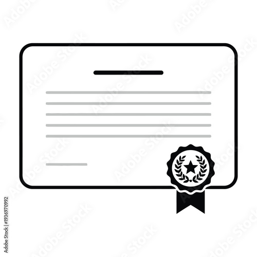 Elegant certificate with ribbon and seal symbolizing achievement and recognition on clean white background