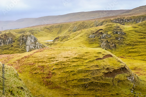 The fairytale lands in the hilltop Castle Ewan, Fairy Glen, Isle of Skye, Scotland