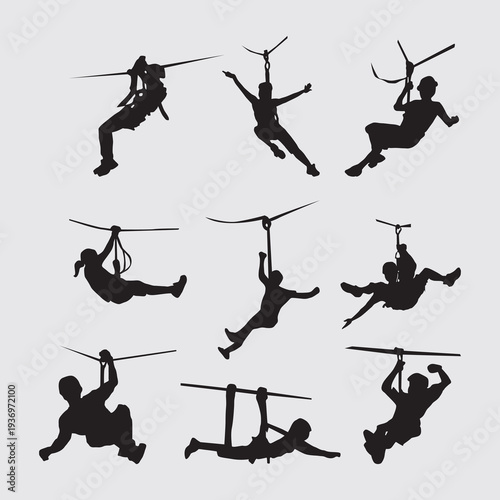 Zip Line Silhouettes Set