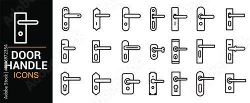 Modern architecture door handle outline icon collection
