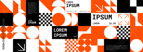 A dynamic retro geometric pattern background with bold abstract forms modern minimalist vector template for advertising posters and event banners