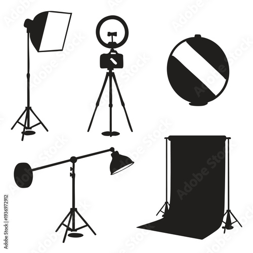 Professional Photography Studio Equipment Silhouettes