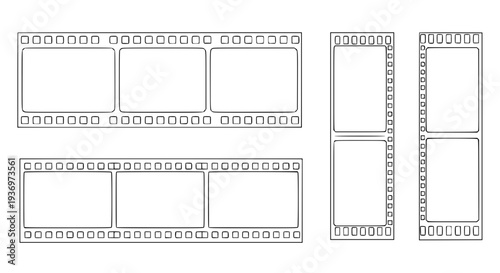 Monoline Film Strip Frames – Blank Cinema Vector Set EPS 10