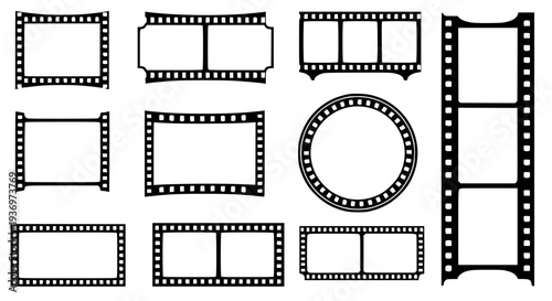 Retro Film Strip Frame Vector Set – Vintage Cinema Illustration EPS 10