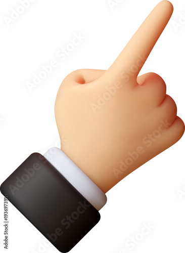 3D hand showing pointing gesture.